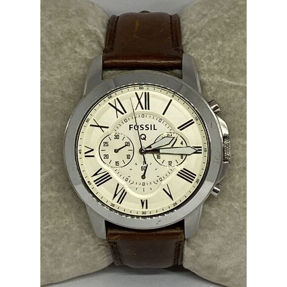 Fossil NDW1 Unisex Brown Leather Silver Stainless Steel Analog Dial WatcH JK6 - Picture 3 of 12